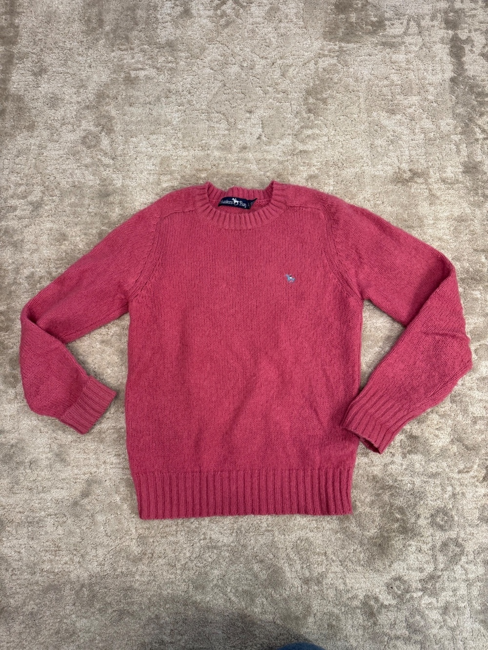 Vintage Hunters Run 100% Shetland Wool Red Equestrian Sweater